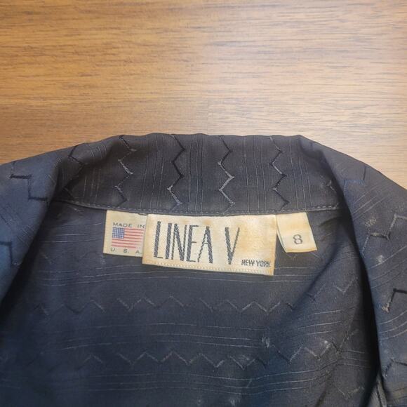 VTG Linea V Women’s Sz 8 Black Puff Sleeve Cottagecore Regency Romantic Blouse - Picture 5 of 7